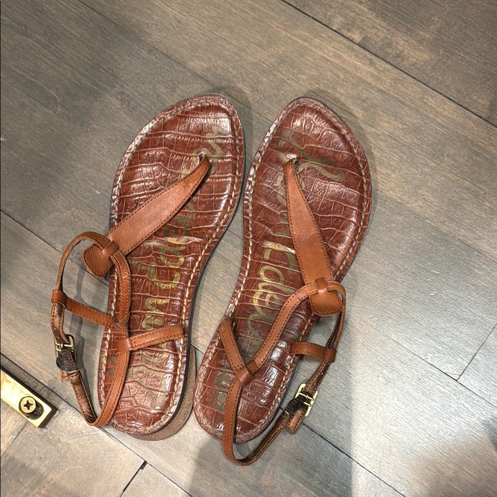Sam Edelman Brown Casual Leather Sandals